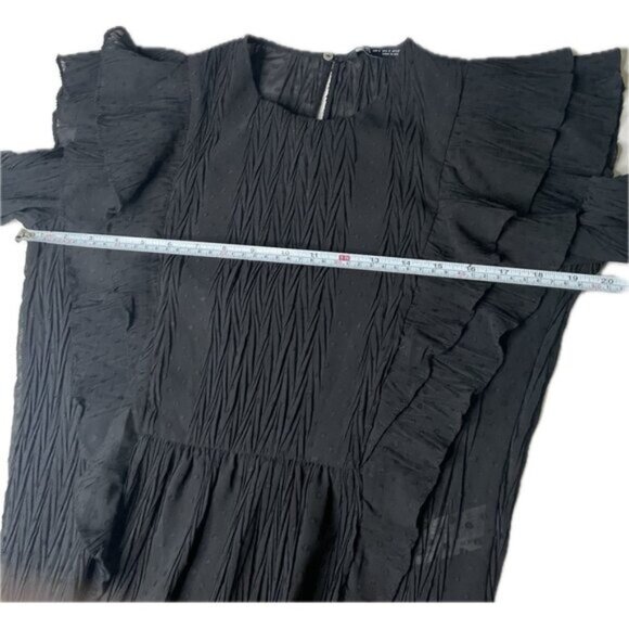 Zara Black Ruffle Peplum Blouse Women’s Small Romantic Long Sleeve - Picture 7 of 9